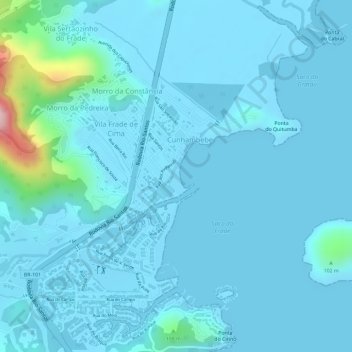 Praia do Frade topographic map, elevation, terrain