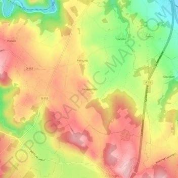 Farreyrolles topographic map, elevation, terrain