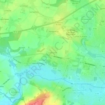 La Boissière topographic map, elevation, terrain