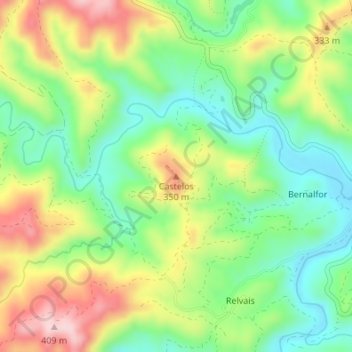 Castelos topographic map, elevation, terrain