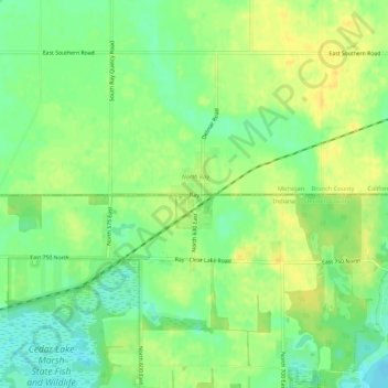 Ray topographic map, elevation, terrain