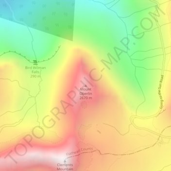 Mount Oberlin topographic map, elevation, terrain