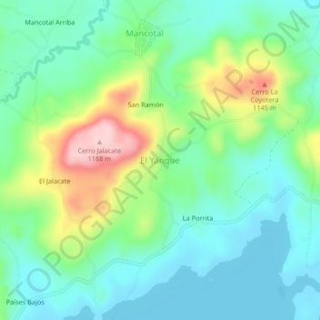 El Yankee topographic map, elevation, terrain