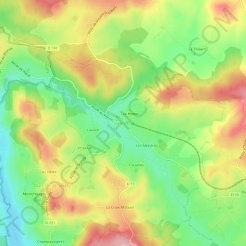 Grandry topographic map, elevation, terrain