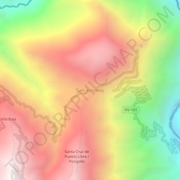 San Antonio topographic map, elevation, terrain