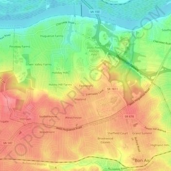 Fernleigh topographic map, elevation, terrain