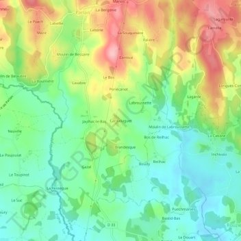 Cardaliaguet topographic map, elevation, terrain