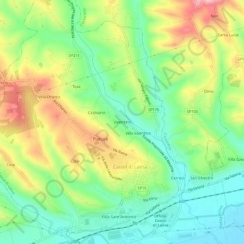 Valentino topographic map, elevation, terrain