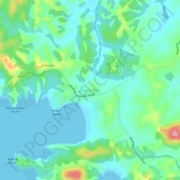 Parua Bay topographic map, elevation, terrain