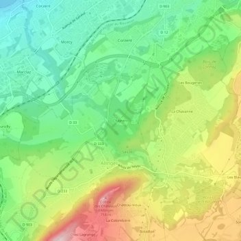 Chignens topographic map, elevation, terrain