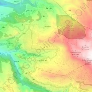 Ehden topographic map, elevation, terrain
