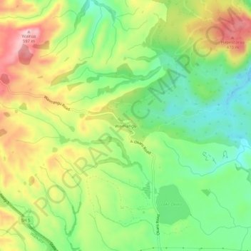 Waimangu topographic map, elevation, terrain