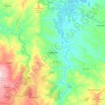 Cedovim topographic map, elevation, terrain