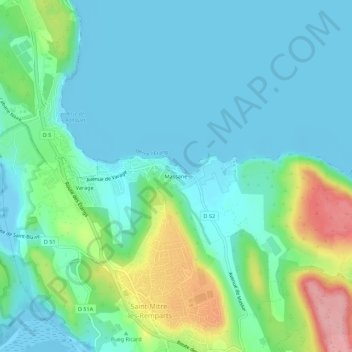 Massane topographic map, elevation, terrain