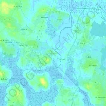 Le Perron topographic map, elevation, terrain