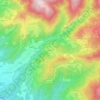 Cavallana topographic map, elevation, terrain
