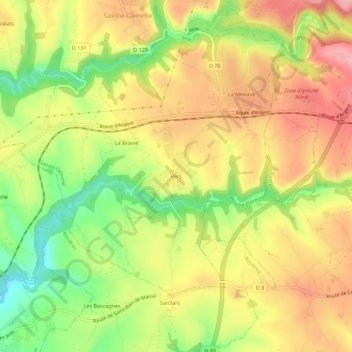 Vers topographic map, elevation, terrain