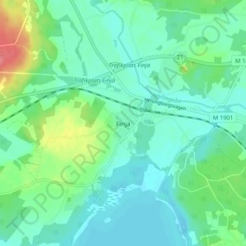 Finja topographic map, elevation, terrain