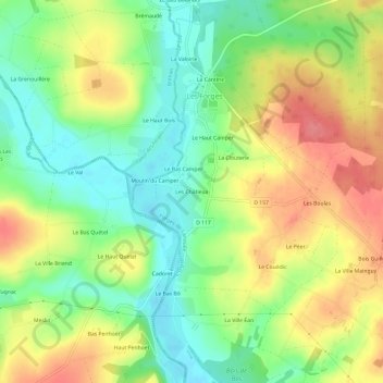 Les Châtieux topographic map, elevation, terrain