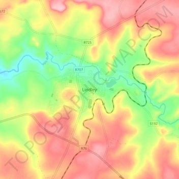 Lindley topographic map, elevation, terrain