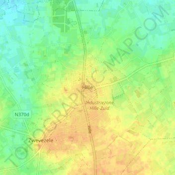 Hille topographic map, elevation, terrain