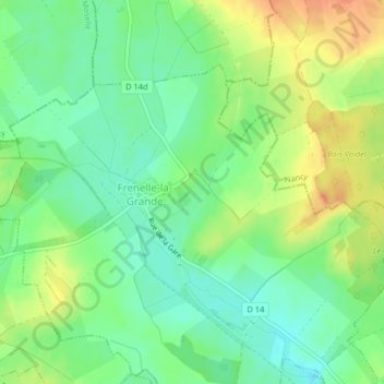 Docelle topographic map, elevation, terrain