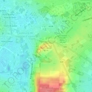 Mont Panisel topographic map, elevation, terrain