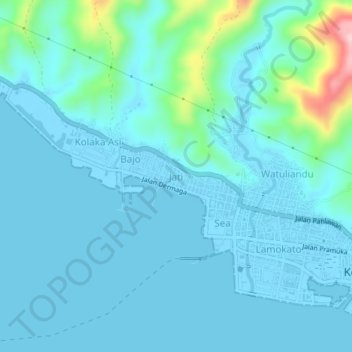 Jati topographic map, elevation, terrain
