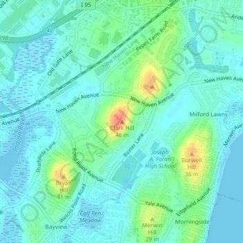 Clark Hill topographic map, elevation, terrain