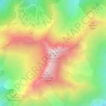 Pic de Valsenestre topographic map, elevation, terrain