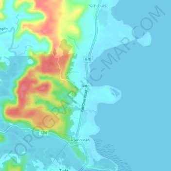 Nato topographic map, elevation, terrain
