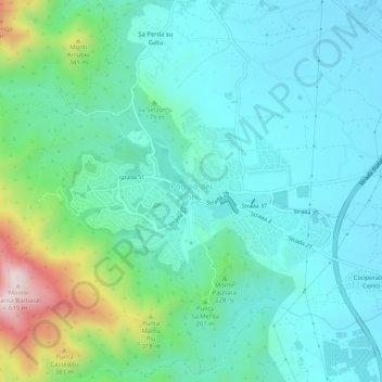 Poggio dei Pini topographic map, elevation, terrain