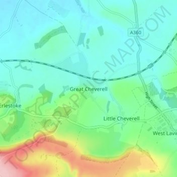 Great Cheverell topographic map, elevation, terrain