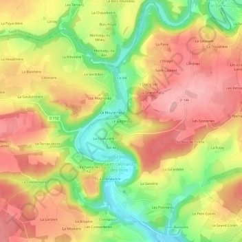 Le Gasseau topographic map, elevation, terrain