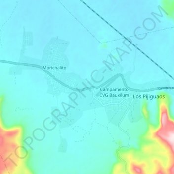 Los Pijiguaos topographic map, elevation, terrain