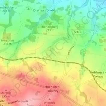 Pommritz topographic map, elevation, terrain