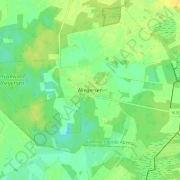 Wiegersen topographic map, elevation, terrain