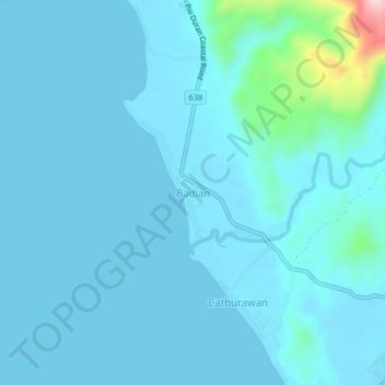 Badian topographic map, elevation, terrain