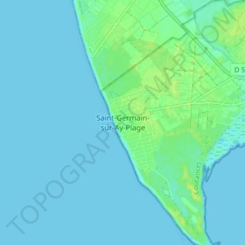 Saint-Germain-sur-Ay-Plage topographic map, elevation, terrain