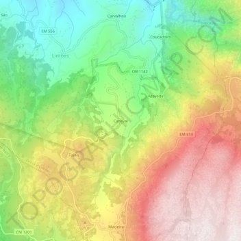 Cadaval topographic map, elevation, terrain