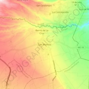 San Marcos topographic map, elevation, terrain