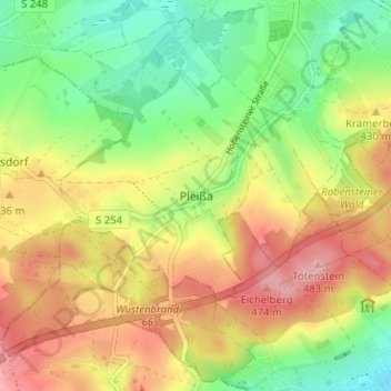 Pleißa topographic map, elevation, terrain