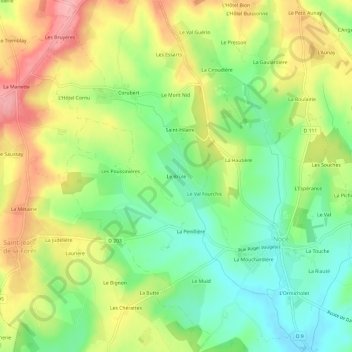 Le Brûlé topographic map, elevation, terrain