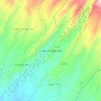 Gede Pangrango topographic map, elevation, terrain