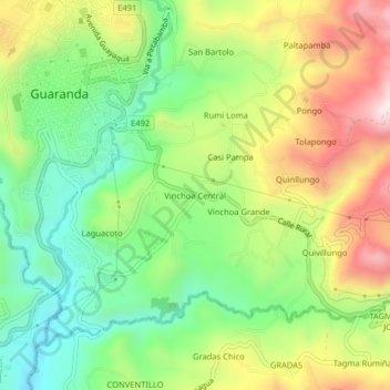 Vinchoa Central topographic map, elevation, terrain