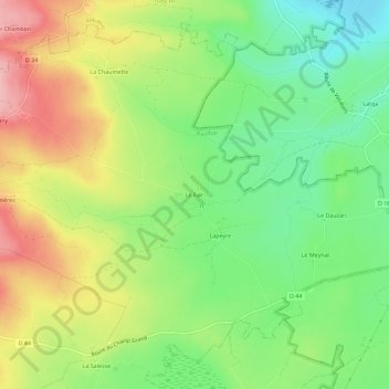 Le Fair topographic map, elevation, terrain