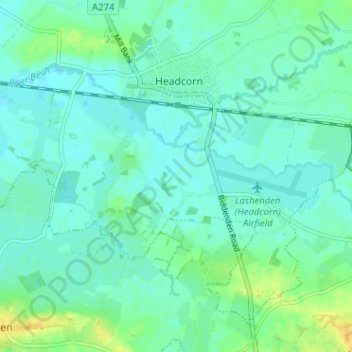 Bletchenden topographic map, elevation, terrain