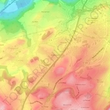 Ambrunes topographic map, elevation, terrain