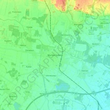 Murska Sobota topographic map, elevation, terrain