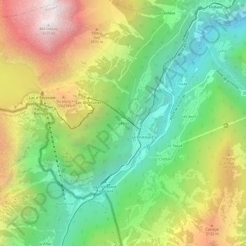 Giétroz topographic map, elevation, terrain